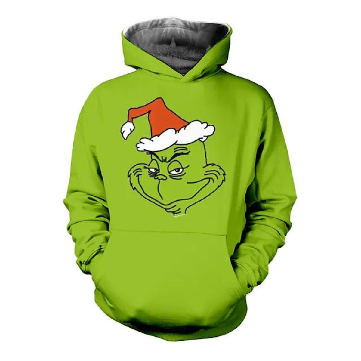 Inspired by Christmas Grinch Long Sleeve Cartoon Cat Pocket Green Hood