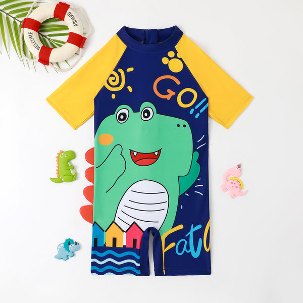 Short Sleeve Dinosaur Doodle Summer Boys Swimsuit