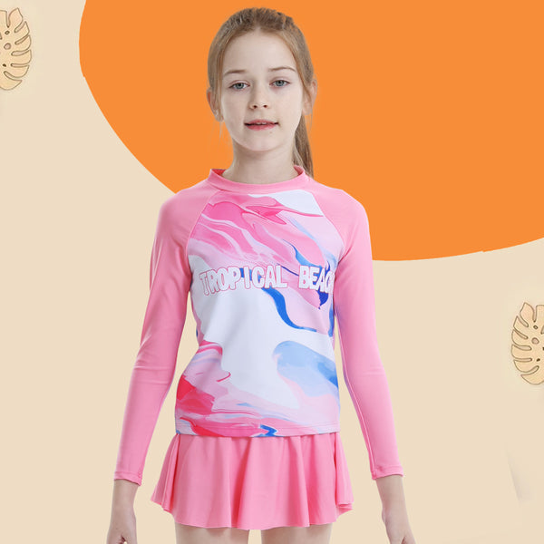 Long-sleeved Halo Dyed Sun Protection Girls' Swimsuit