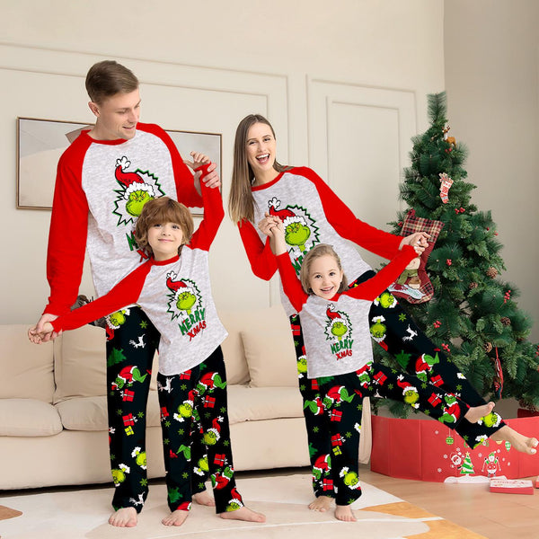 Merry Xmas Family Matching Grinch Pajama Set