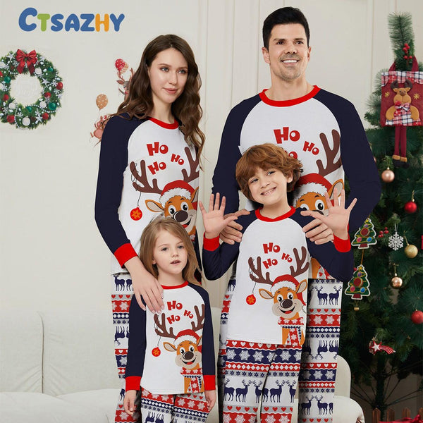 Family Christmas Pajama Matching Set with Moose Monogramming