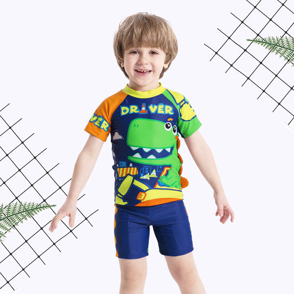 Dinosaur Graffiti Three Piece Boys Swimsuit