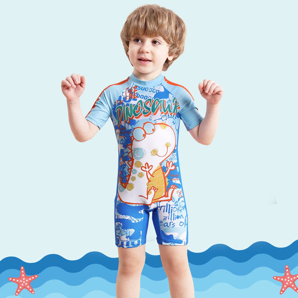 Dinosaur Cartoon Print Sun Protection Boys Swimwear