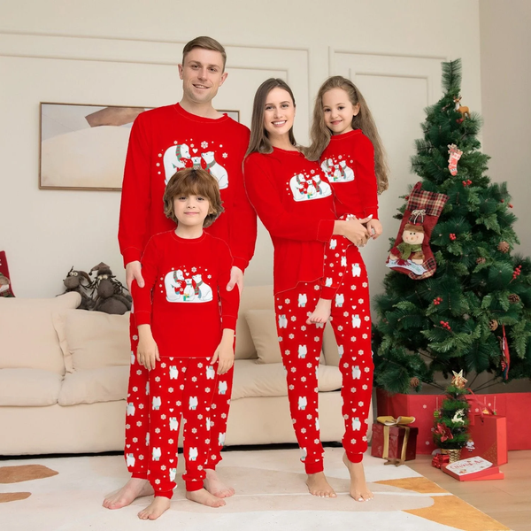 Polar Bear Printed Family Matching Christmas Pajamas Sets