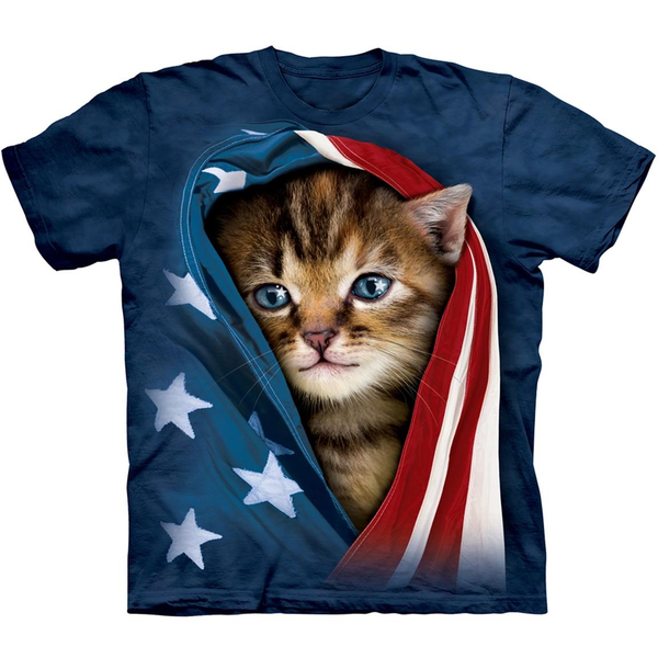 Patriotic Kitten Classic Cotton T-Shirt