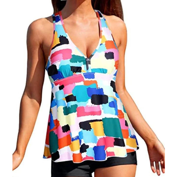 Women Two Pieces Blouson Tankini Swimsuits