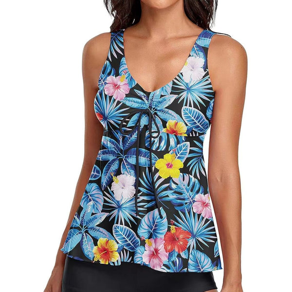 Floral Print Wide Strap 2 Piece Set Tankini