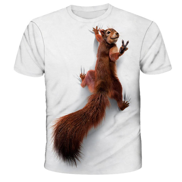 3D Graphic Short Sleeve Shirts Squirrel