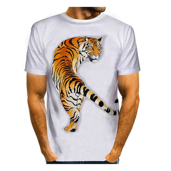 3D Graphic Short Sleeve Shirts Tiger