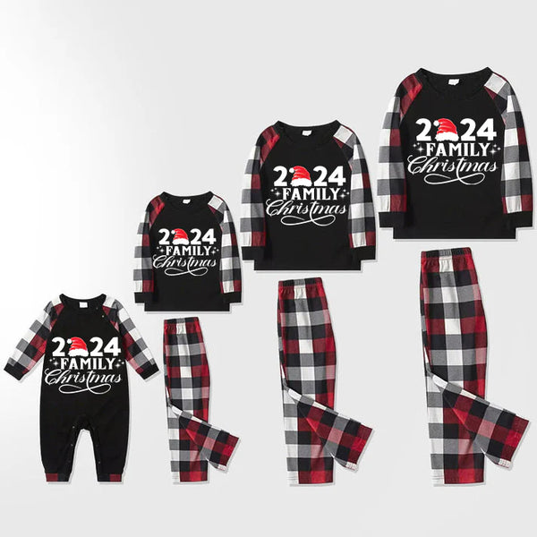 2024 Family Christmas Black Plaid Monogrammed Pajama Set