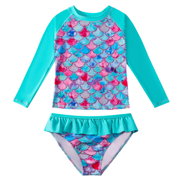 Ruffled High Waist Girls Swimsuit