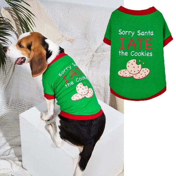 Sorry Santa I Ate The Cookies Puppy Christmas T-shirt