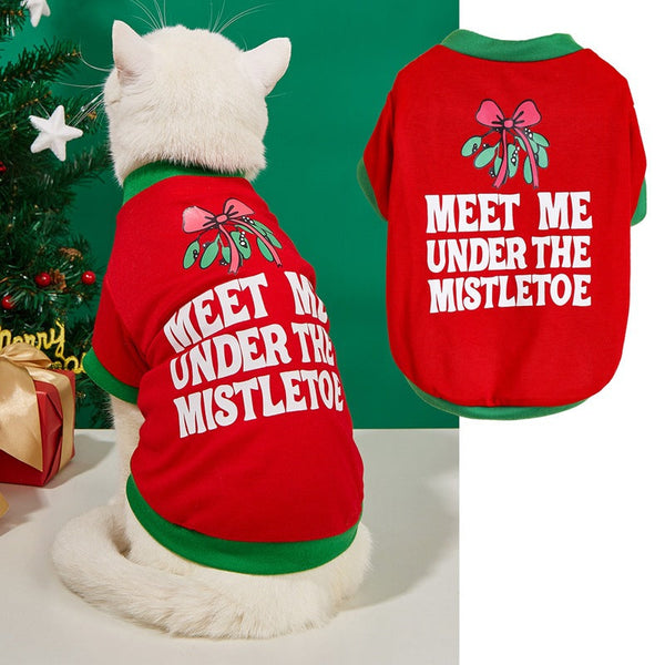 Meet Me Under The Mistletoe Pet Christmas T-Shirt