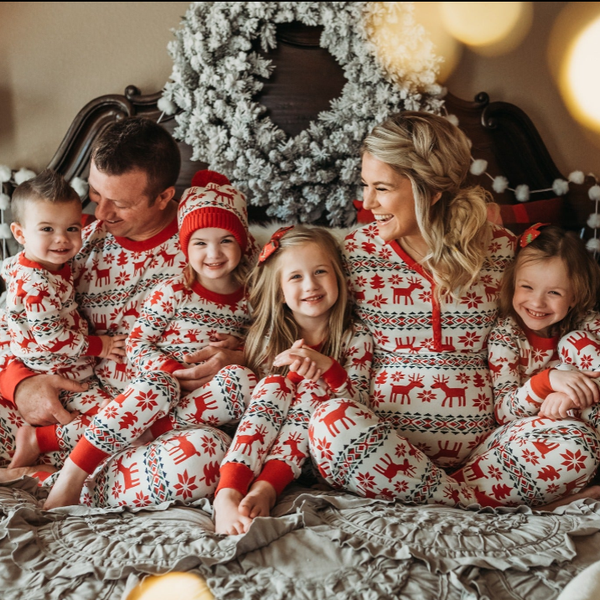 Family Matching Christmas Deer and Snowflake Pajamas Set