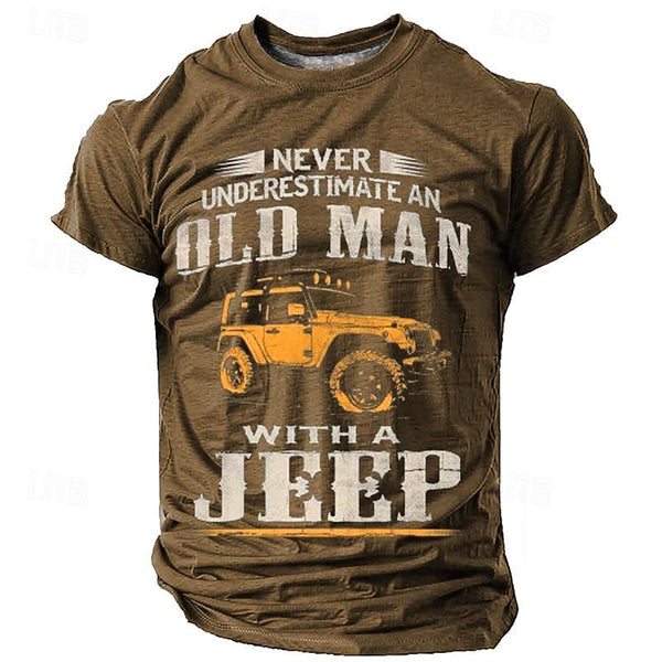 Men's Graphic Car Old Man T shirt Short Sleeve T shirt