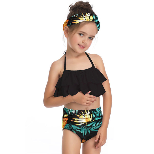 Ruffle Halter String Bikini Kids Swimsuit