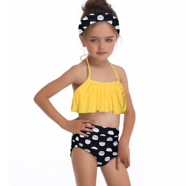 Floral Halter String Bikini Kids Swimsuit