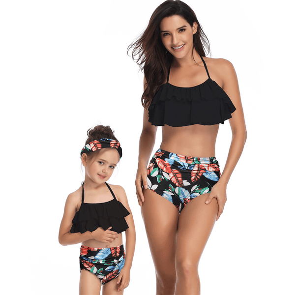 Floral String Two Pieces Bikini Mommy and Me Swimsuits