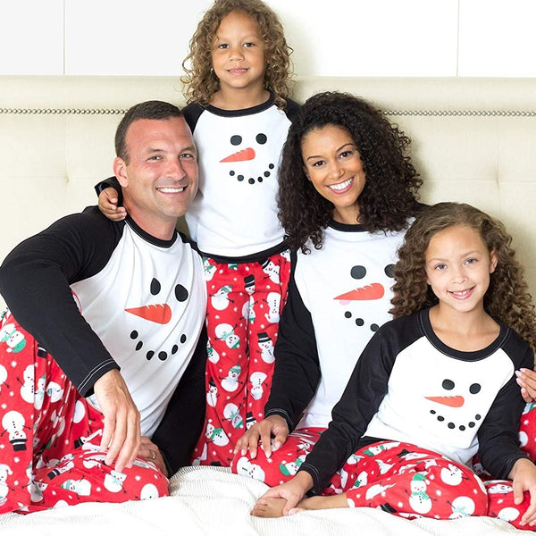Christmas matching pajama set with snowman print