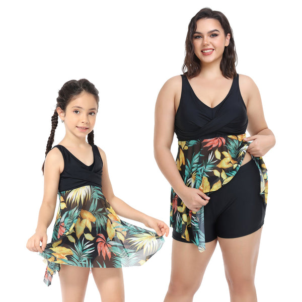 V neck Backless Mommy and Me Swimsuits