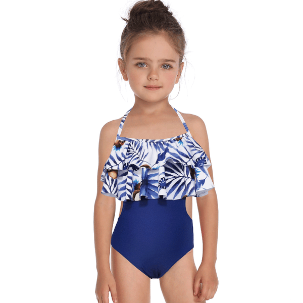 Ruffle One Piece Backless Girl Swimsuit