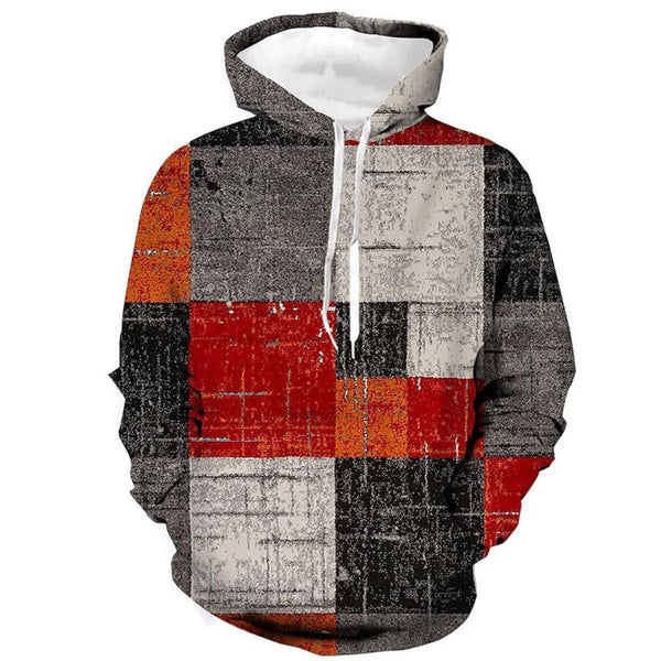 3D Graphic Pattern Plaid Color Blocking Casual Hoodies