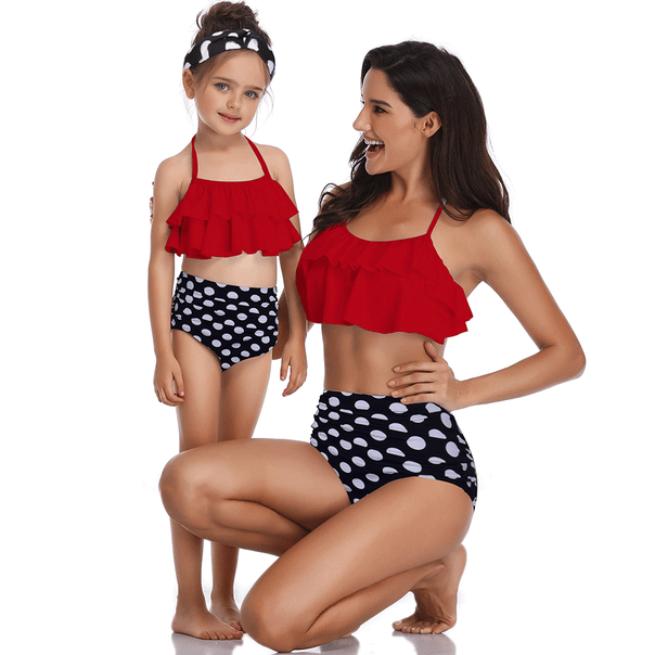 Family Matching Ruffled Floral Bikini Swimsuits