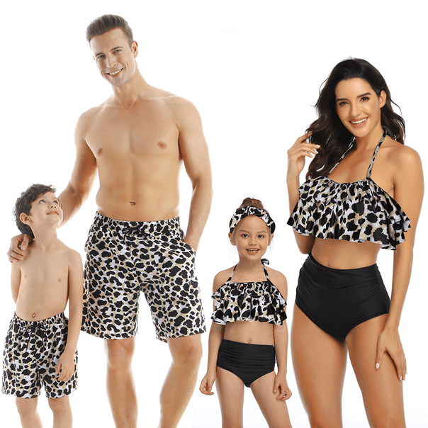 Family Matching Ruffled Printed Bikini Swimsuits