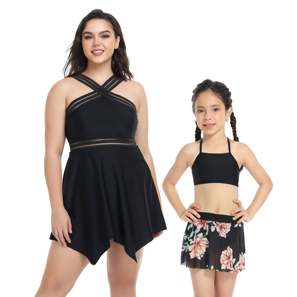 Plus Size Cross Srting Mommy and Me Swimsuits