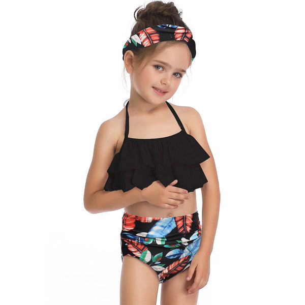 Ruffle Halter String Bikini Kids Swimsuit