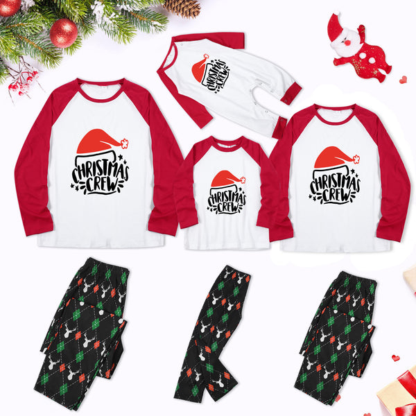 Christmas Crew Christmas parent-child pajamas set with cartoon hat print