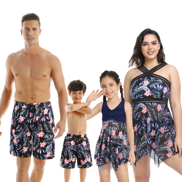 Family Matching Plants Printed Swimsuits