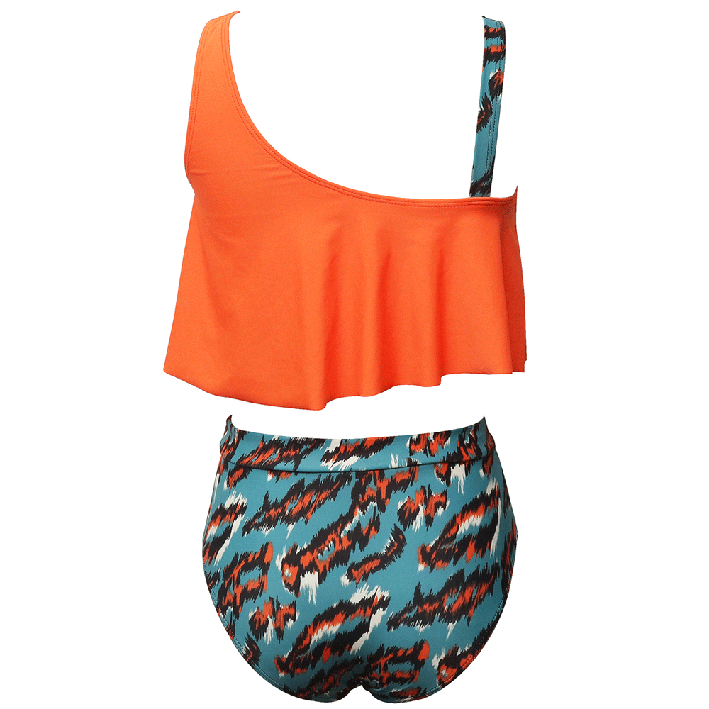 Tie Dye Tropical Printing Two Piecce Swimsuit for Women