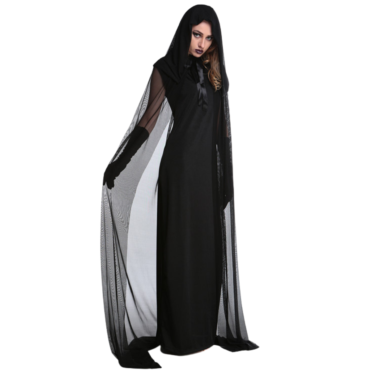 Full Length Hooded Cape Cloak + Mesh Tulle Witch Robe – Minimewear