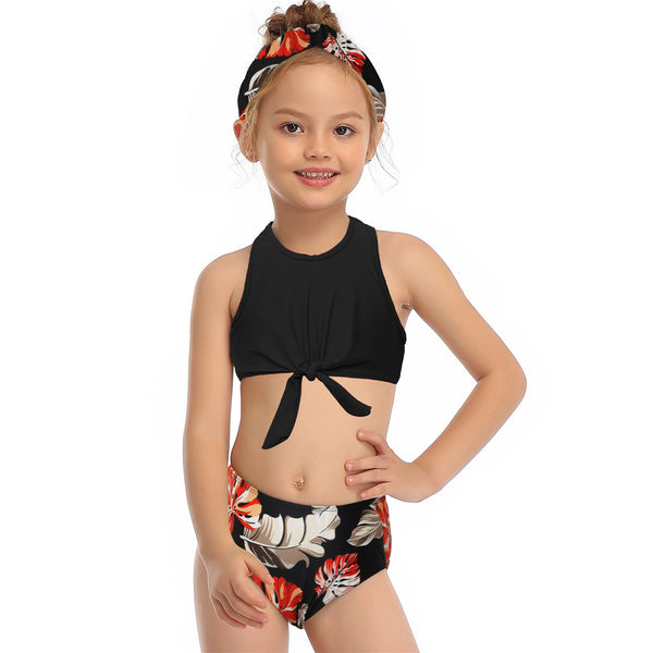 Two Pieces Halter Tankini Girl Swimsuit