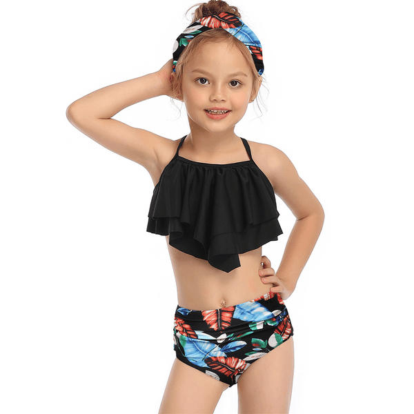 Cross-strap Two Pieces Girl Swimsuit