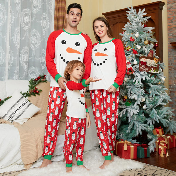Christmas Cartoon Snowman Pajamas Set