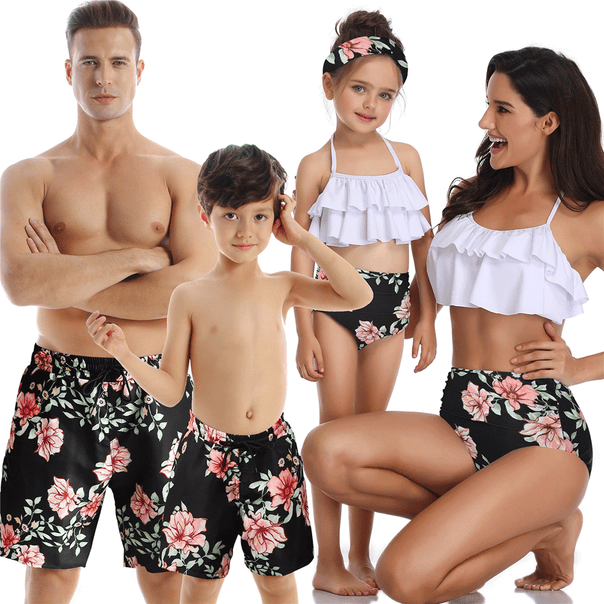 Family Matching Ruffled Printed Bikini Swimsuits