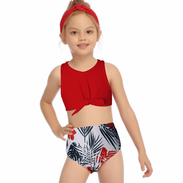 Two Pieces Halter Tankini Girl Swimsuit