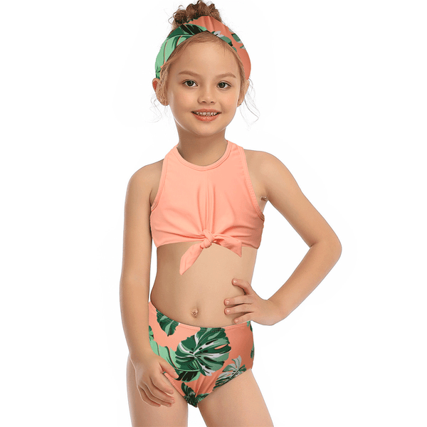 Two Pieces Halter Tankini Girl Swimsuit