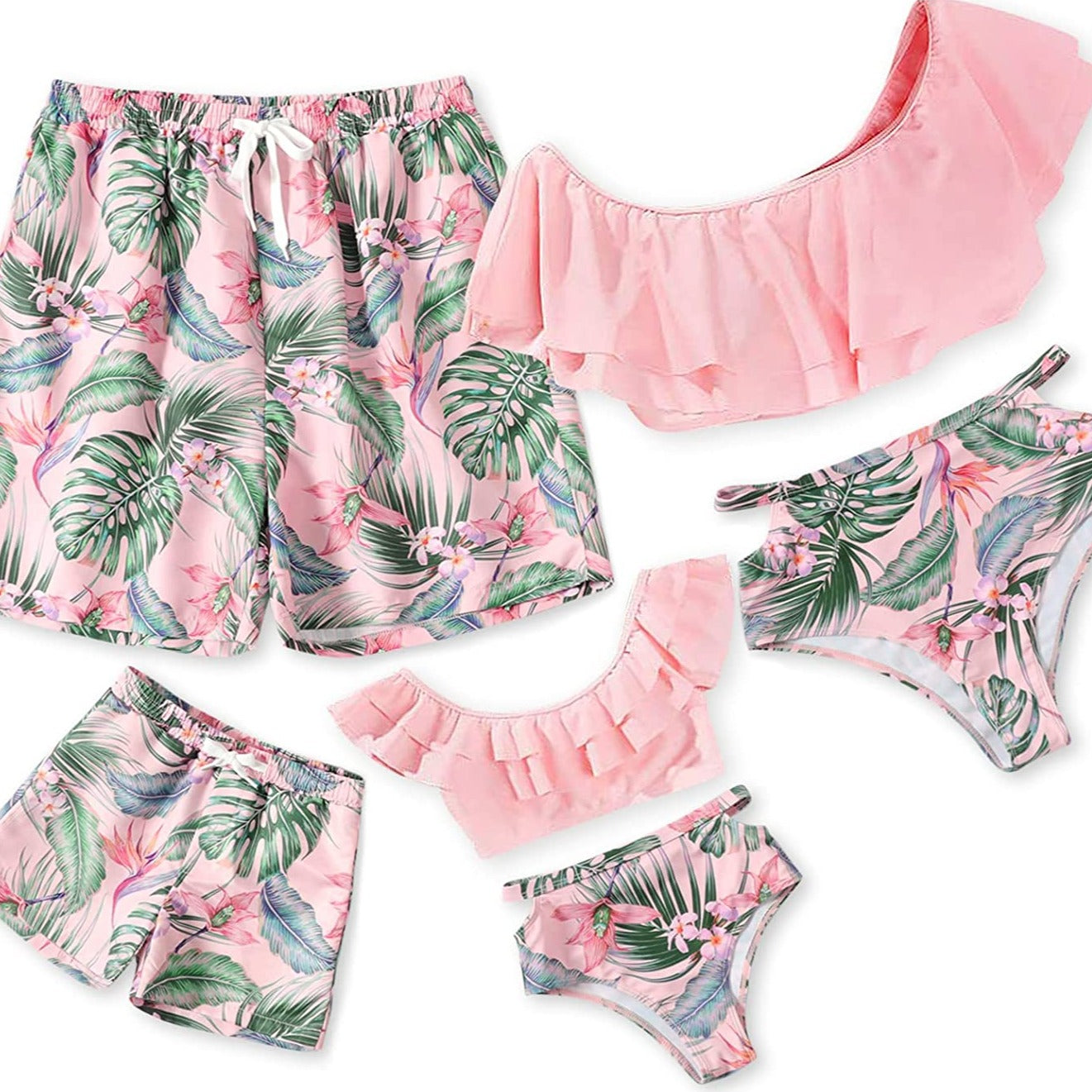 Family Matching Two Pieces Ruffle Bikini Set Swimsuits