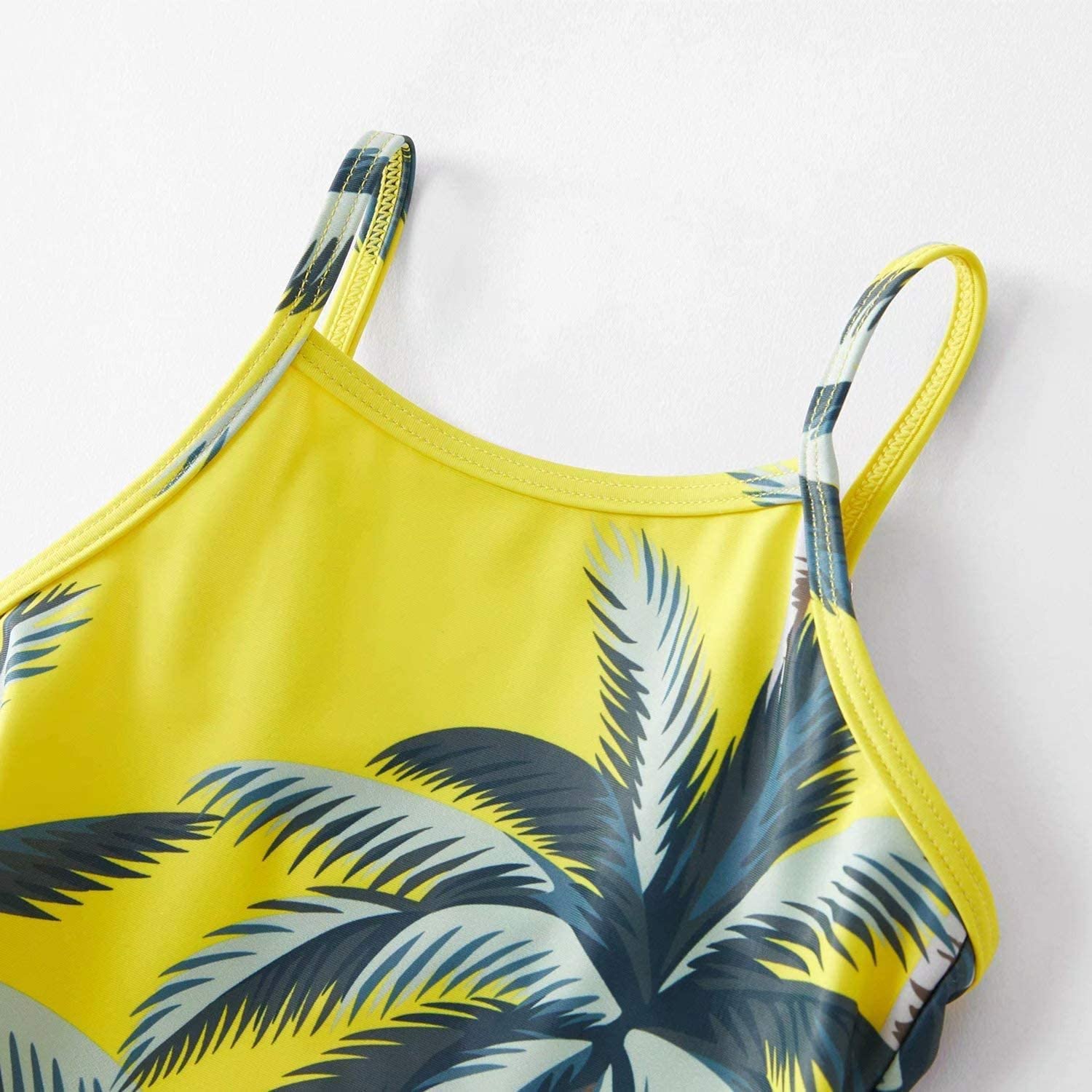 Family Matching V Neck Coconut Tree Printed Swimsuits