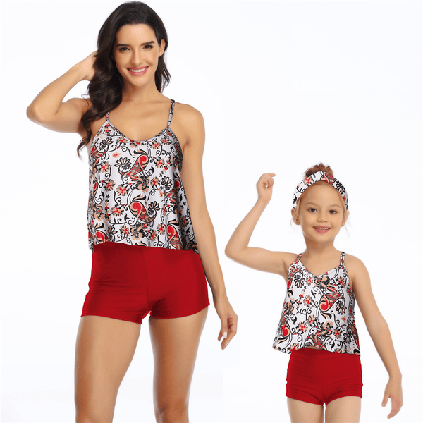 Floral Print Swimwears High Waist Mommy and Me Swimsuits