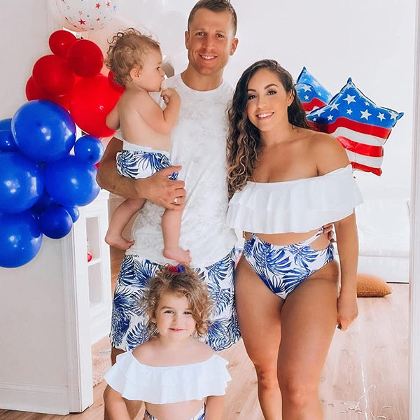 Family Matching Two Pieces Ruffle Bikini Set Swimsuits