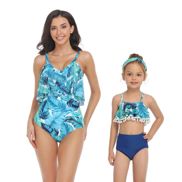 Floral & Ruffled One Piece Mommy and Me Swimsuits