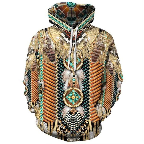 Inspired by American Indian Native Beige Hoodies