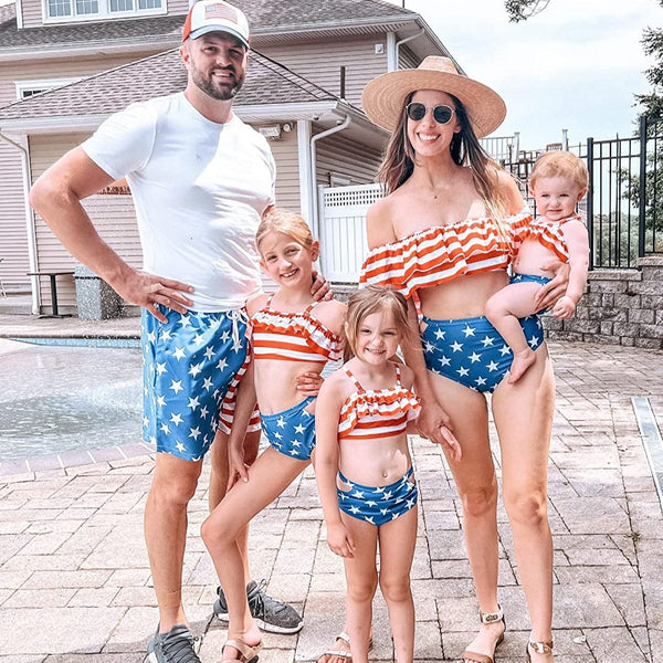 Family Matching Two Pieces Ruffle Bikini Set Swimsuits