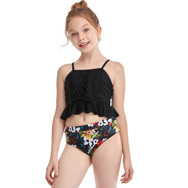 Thin Shoulder Straps Two Pieces Girl Swimsuit