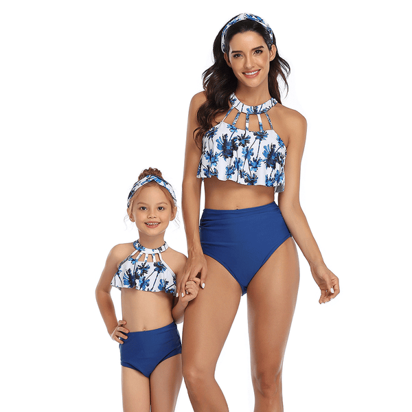 Tassel Bikini Two Pieces Halter Mommy and Me Swimsuits