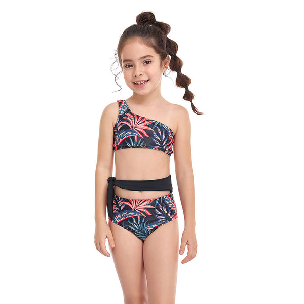 One-shouler String High Waist Girl Swimsuit